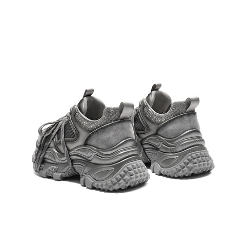 百丽时尚拼接网面水钻老爹鞋女2025秋新厚底增高休闲鞋B2927CM5