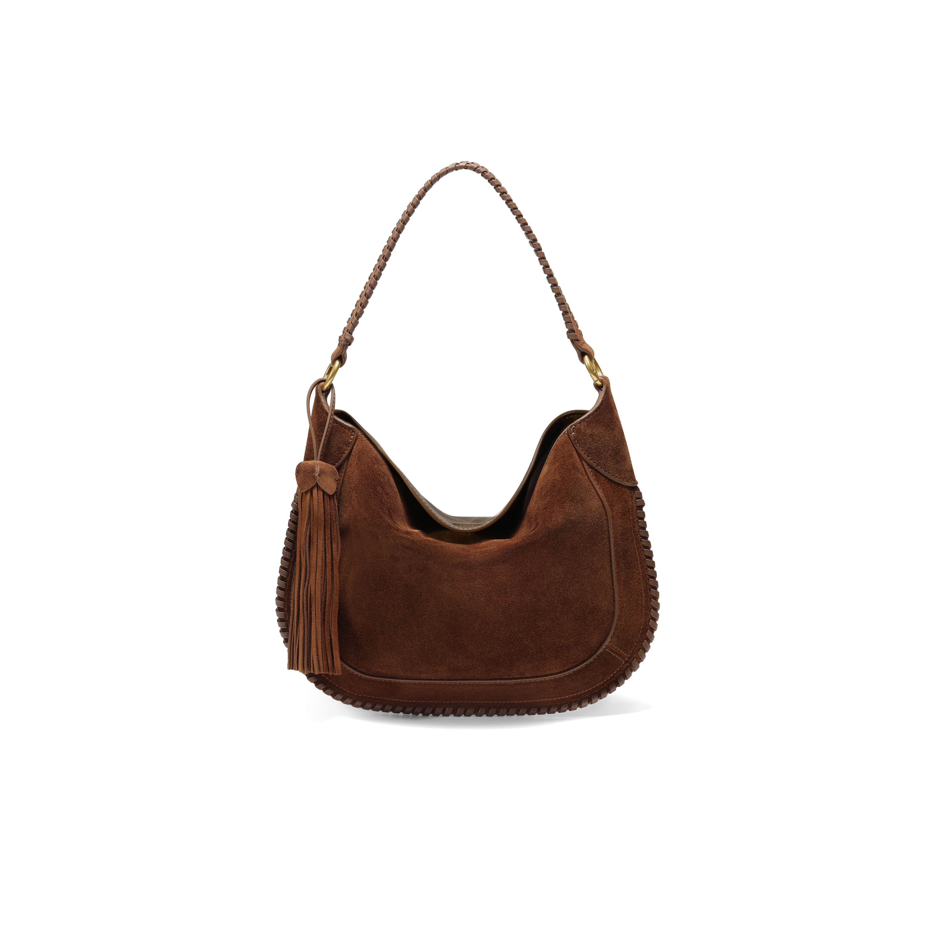 百丽包女25冬商场同款波嬉风牛绒磨砂流苏斜挎腋下包小号F3035DX5