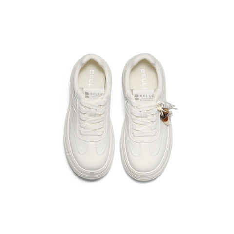 百丽时尚串珠挂饰小白鞋女2025秋新厚底增高百搭休闲板鞋B2905CM5