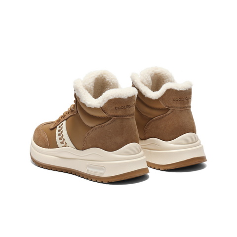 百丽拼接高帮鞋休闲鞋女2025冬新商场同款加绒厚底休闲鞋E5V1DDD5