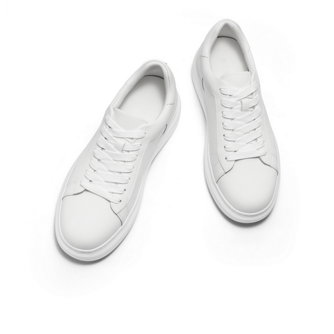 百丽时尚百搭小白鞋男2025新款秋季牛皮革厚底休闲板鞋D5R20CM5