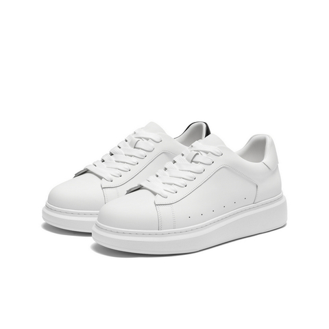 百丽时尚百搭小白鞋男2025新款秋季牛皮革厚底休闲板鞋D5R20CM5