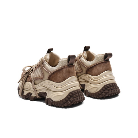 百丽时尚拼接网面水钻老爹鞋女2025秋新厚底增高休闲鞋B2927CM5