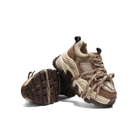 百丽时尚拼接网面水钻老爹鞋女2025秋新厚底增高休闲鞋B2927CM5