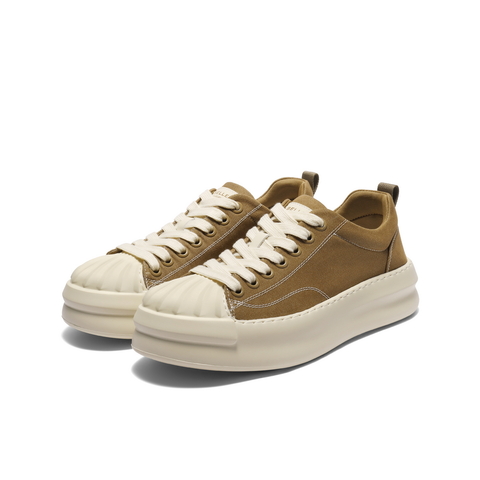 百丽贝壳头厚底板鞋男2025新款秋季时尚简约休闲帆布鞋A2128CM5