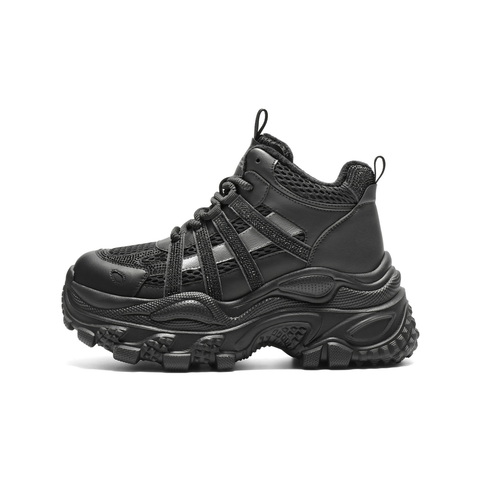 百丽潮酷高帮老爹鞋女2025冬新商场同款厚底加绒休闲鞋E6N1DDD5