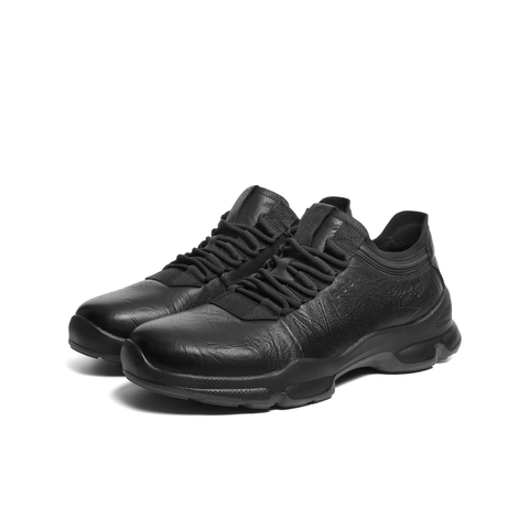 百丽厚底增高健步鞋男2025新款秋抓纹牛皮户外休闲运动鞋A2215CM5