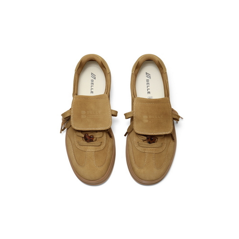 百丽时尚翻盖德训鞋女2025秋新商场同款编织辫子休闲板鞋E7M1DCM5