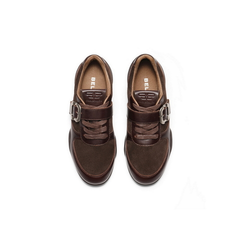 百丽复古方扣阿甘鞋女2025秋新商场同款舒适薄底休闲鞋E3N1DCM5