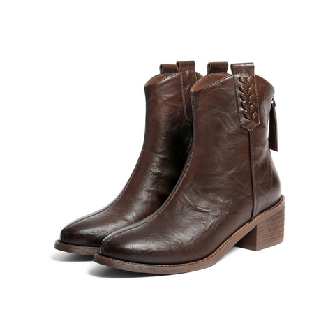 百丽简约利落时装靴女2025冬新气质高跟通勤时装短靴B2879DD5