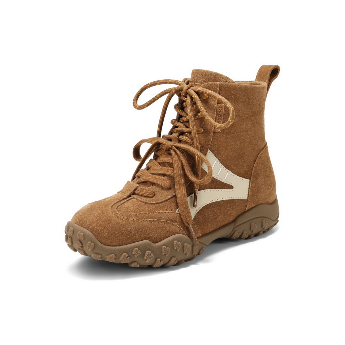 百丽复古双鞋带休闲靴女2025冬新内增高高帮休闲鞋B2835DD5