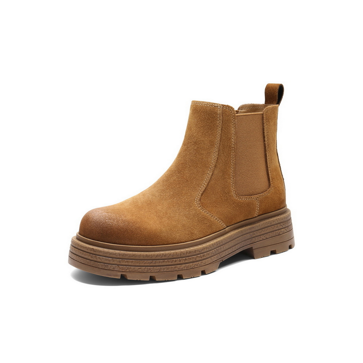 百丽复古擦色切尔西靴女2025冬新厚底增高休闲短靴B2875DD5