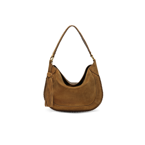 百丽包女25冬商场同款波嬉风牛绒磨砂流苏斜挎腋下包小号F3035DX5