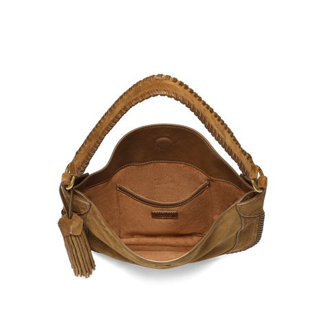 百丽包女25冬商场同款波嬉风牛绒磨砂流苏斜挎腋下包小号F3035DX5