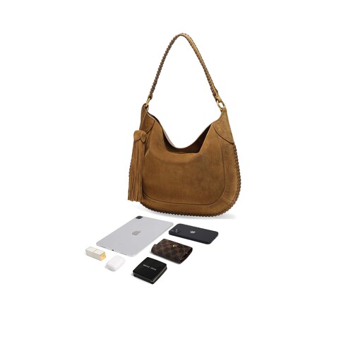 百丽包女25冬商场同款波嬉风牛绒磨砂流苏斜挎腋下包小号F3035DX5