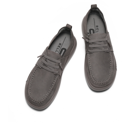 百丽方糖吐司鞋男2025冬季新软底勃肯鞋牛皮革休闲工装鞋A2234CM5