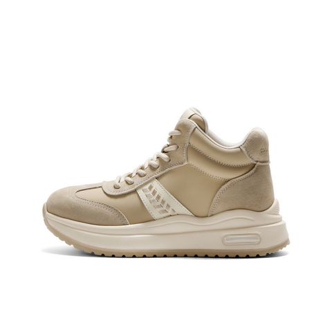 百丽拼接高帮鞋休闲鞋女2025冬新商场同款加绒厚底休闲鞋E5V1DDD5