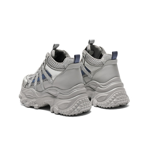 百丽潮酷高帮老爹鞋女2025冬新商场同款厚底加绒休闲鞋E6N1DDD5