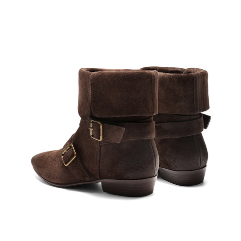 百丽复古擦色时装靴女2025冬新商场同款柔软时尚西部靴BFB62DS5