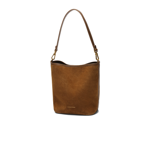 百丽包包女2025新款慵懒牛绒磨砂单肩斜挎水桶包X7377CX5A