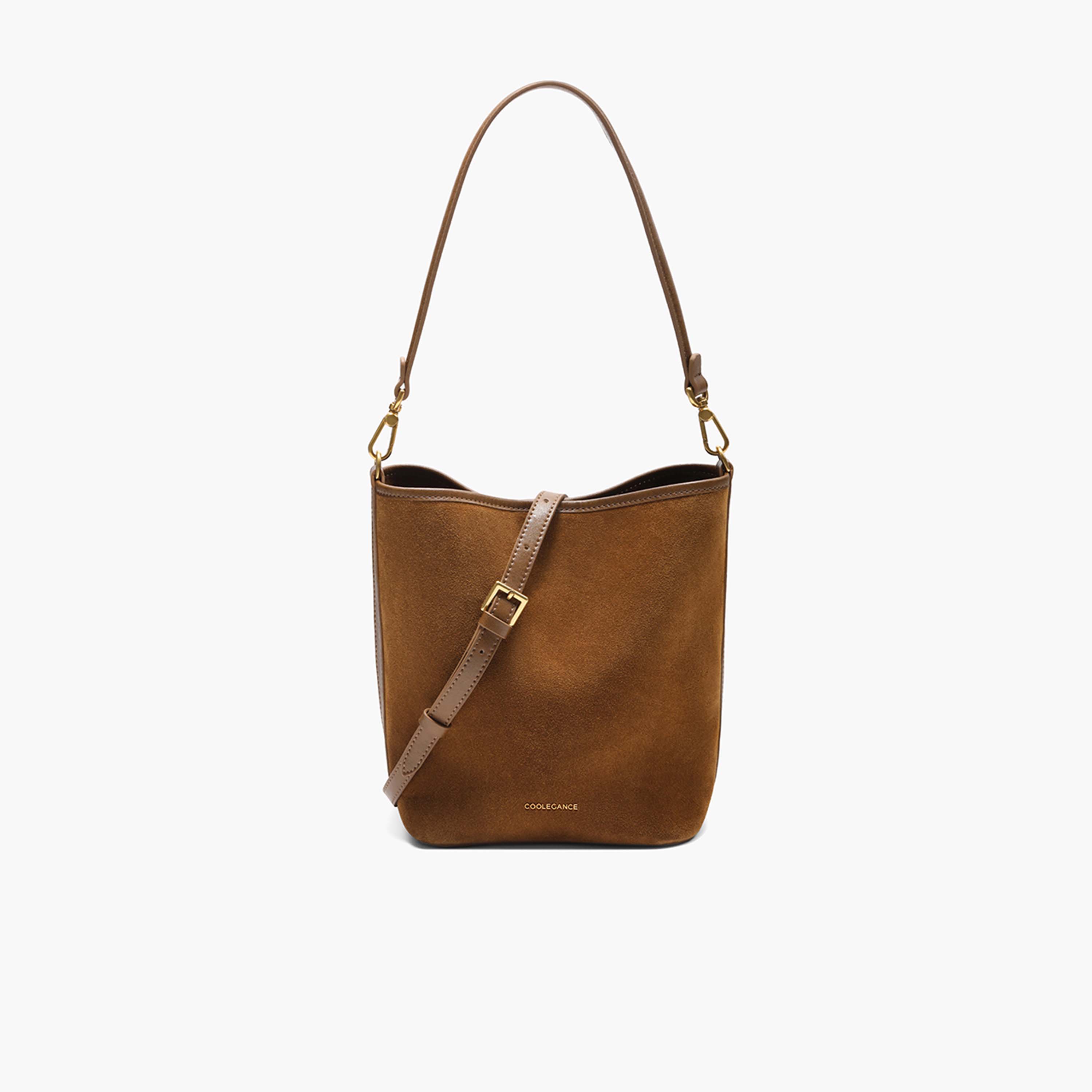 百丽包包女2025新款慵懒牛绒磨砂单肩斜挎水桶包X7377CX5A