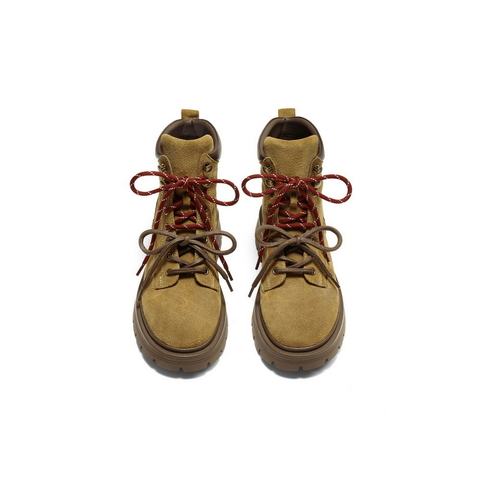 百丽双鞋带工装靴女2025冬新商场同款粗跟增高休闲短靴E4W2DDD5