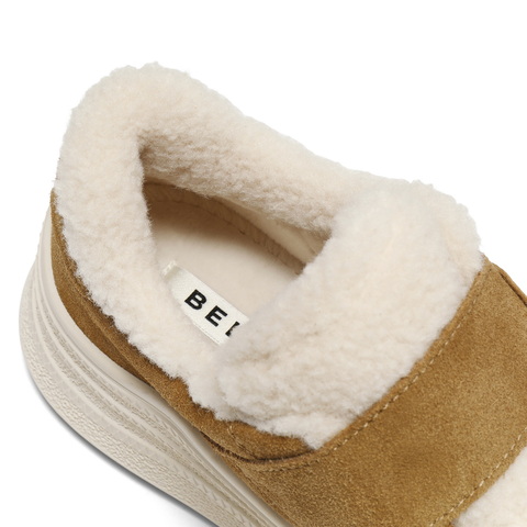 百丽魔术贴毛毛鞋女2025冬新商场同款波浪厚底增高休闲鞋E4J1DDM5