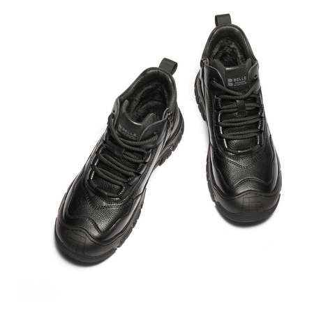 百丽高帮休闲运动鞋男2025新款冬季商场款牛皮革保暖短靴8YB01DD5