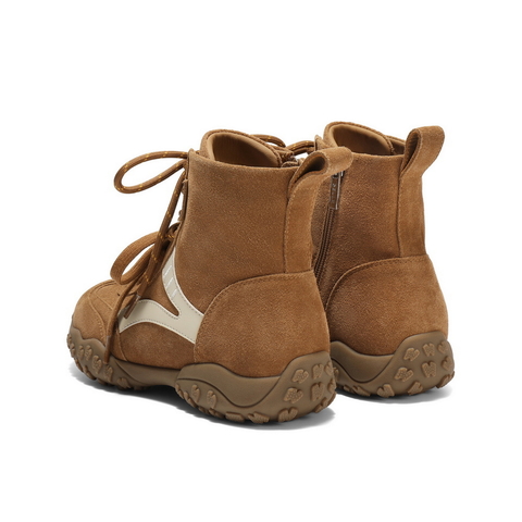 百丽复古双鞋带休闲靴女2025冬新内增高高帮休闲鞋B2835DD5