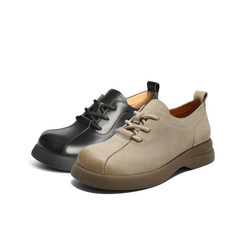 百丽英伦风牛津鞋女2025秋新可爱宽圆头舒适单鞋B2776CM5