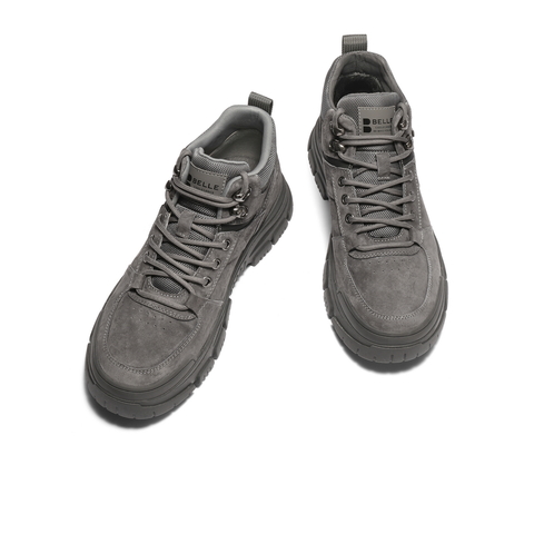 百丽户外休闲工装靴男靴2025新款冬季厚底马丁靴短靴加绒A2229DD5