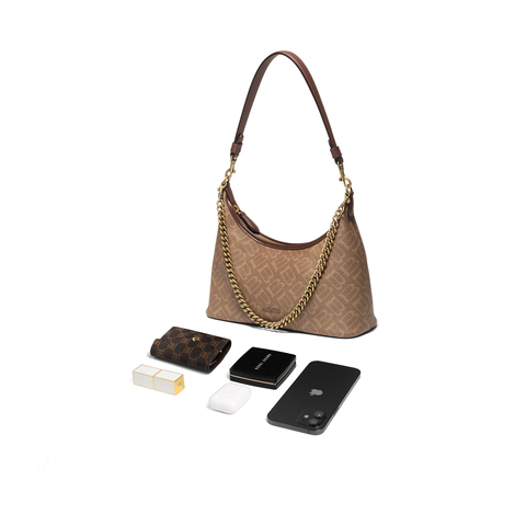 百丽包包女2025秋季新品复古通勤海鸥老花单肩斜挎腋下包X7424CX5