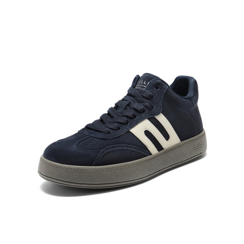 百丽高帮休闲板鞋男2025新款冬季商场同款复古撞色德训鞋8WX01DD5