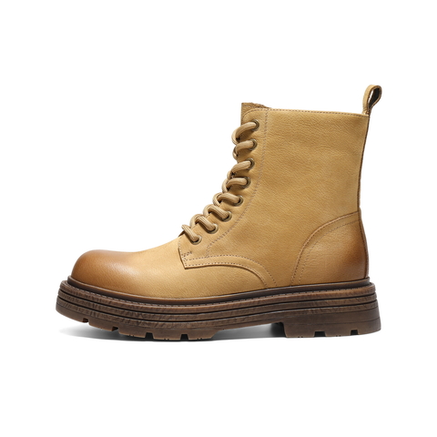 百丽时尚潮搭马丁靴男2025新款冬季牛皮革厚底户外休闲靴A2255DZ5