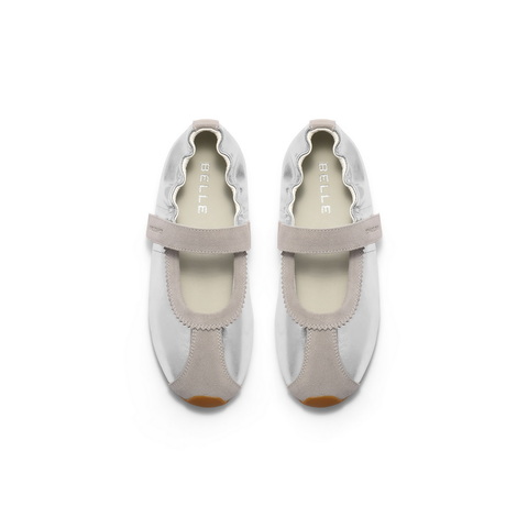 百丽芭蕾风玛丽珍鞋女2025夏新魔术贴舒适低跟休闲鞋B2624BQ5