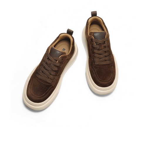 百丽时尚休闲板鞋男2025新款冬季商场同款厚底增高面包鞋8YF01DM5