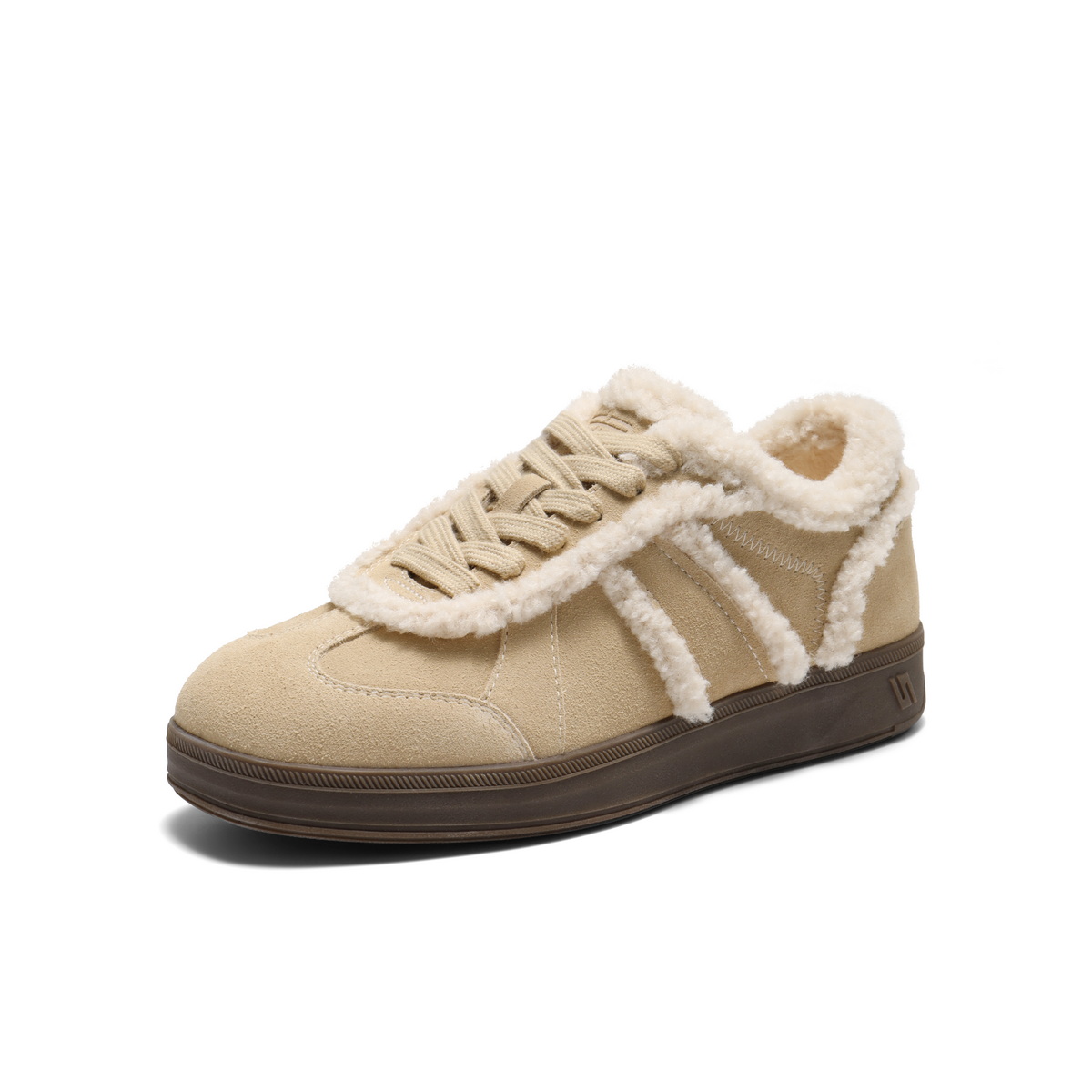 百丽复古绒绒毛边毛毛鞋女2025冬新加绒保暖休闲鞋B2841DM5