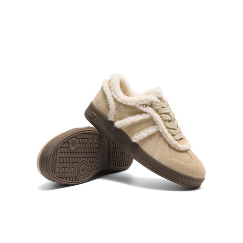 百丽复古绒绒毛边毛毛鞋女2025冬新加绒保暖休闲鞋B2841DM5