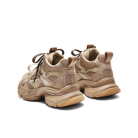 百丽拼接面高帮老爹鞋女2025冬新厚底增高加绒休闲鞋B2891DM5