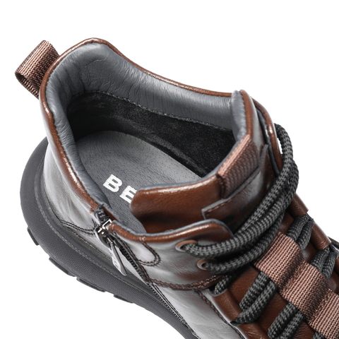 百丽高帮休闲运动鞋男2025新款冬季商场同款厚底户外短靴8YC01DD5