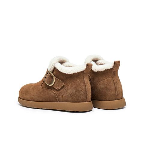 百丽复古高帮勃肯鞋女2025冬新商场同款内增高保暖休闲鞋E5A1DDD5