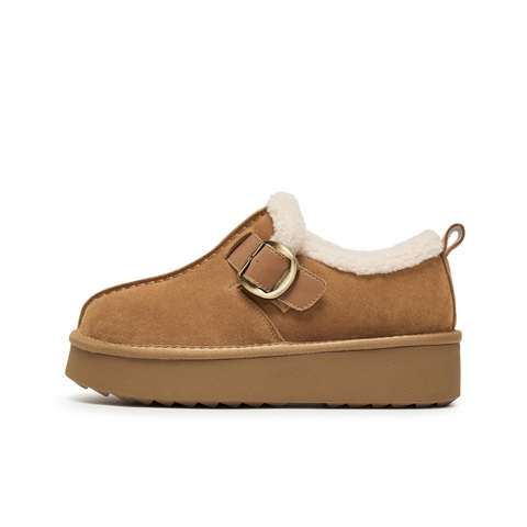 百丽复古厚底增高雪地靴女2025冬新商场同款加毛保暖短靴E6D1DDM5