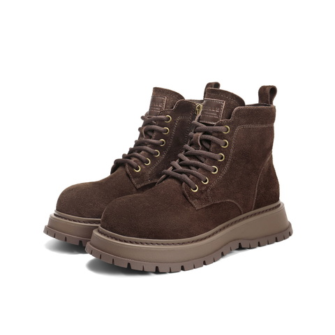 百丽复古绒面马丁靴女2025冬新厚底增高美拉德休闲短靴B2908DD5