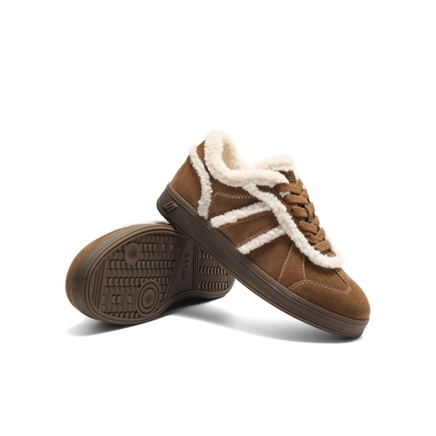 百丽复古绒绒毛边毛毛鞋女2025冬新加绒保暖休闲鞋B2841DM5