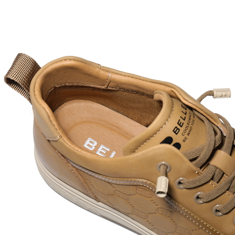 百丽时尚休闲高帮板鞋男鞋2025新款冬季牛皮革印花工装鞋A2188DM5