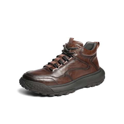 百丽高帮休闲运动鞋男2025新款冬商场款厚底户外短靴加绒8YC01DD5