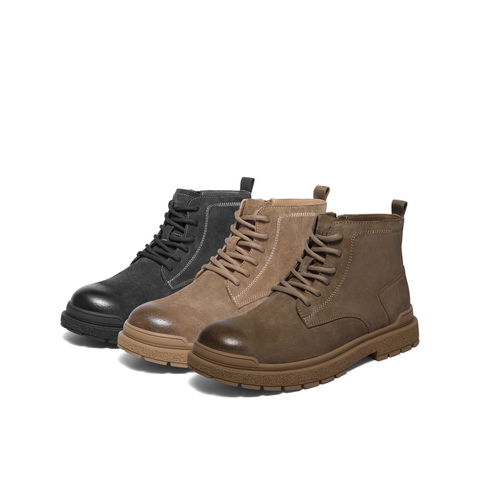 百丽户外潮搭工装靴男2025新款冬季厚底增高休闲马丁靴A2170DD5