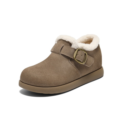 百丽复古内增高勃肯鞋女2025冬新商场同款加毛保暖休闲鞋E4Z1DDM5