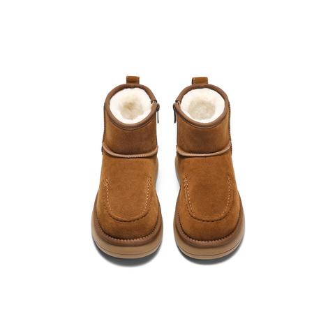 百丽复古雪地靴女2025冬新商场同款舒适保暖休闲短靴E8C1DDD5