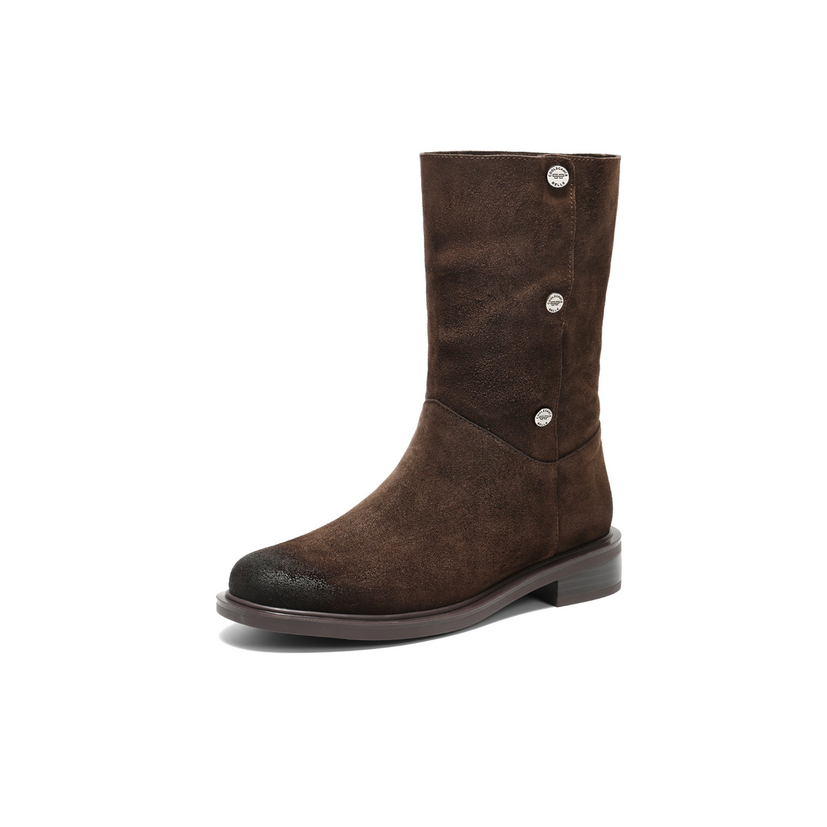 百丽复古两穿时装靴女2025冬新商场同款廓形显瘦西部靴3QF66DS5